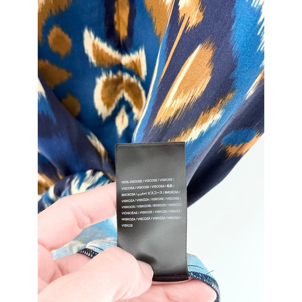 NWT FARM Rio Pineapple Ikat Long Sleeve V-Neck Maxi Dress Blue Women's Medium - Picture 6 of 6